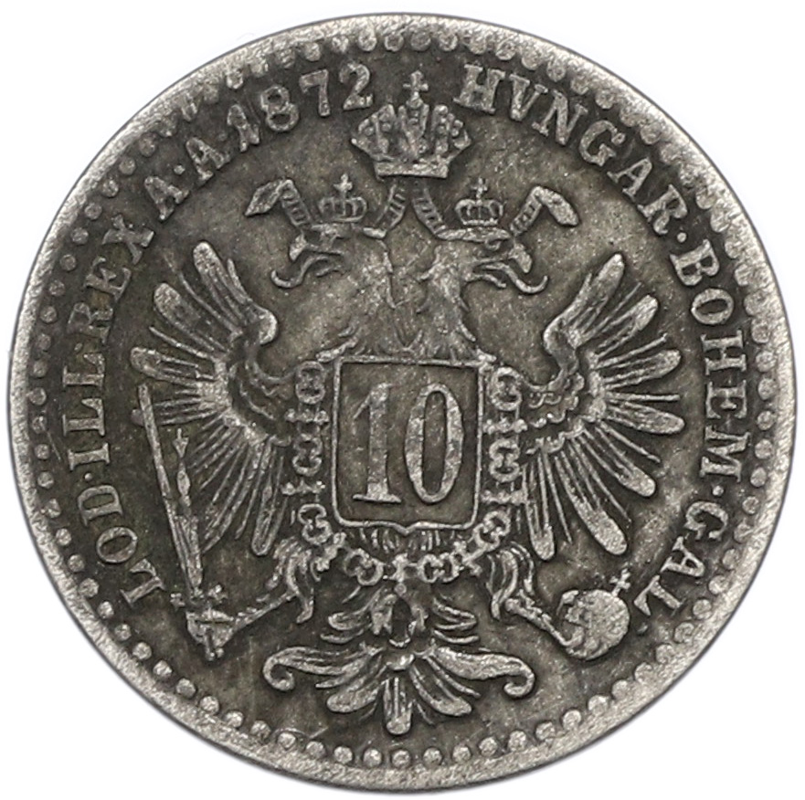 10 крейцеров 1872 года Австрия — Фото №1