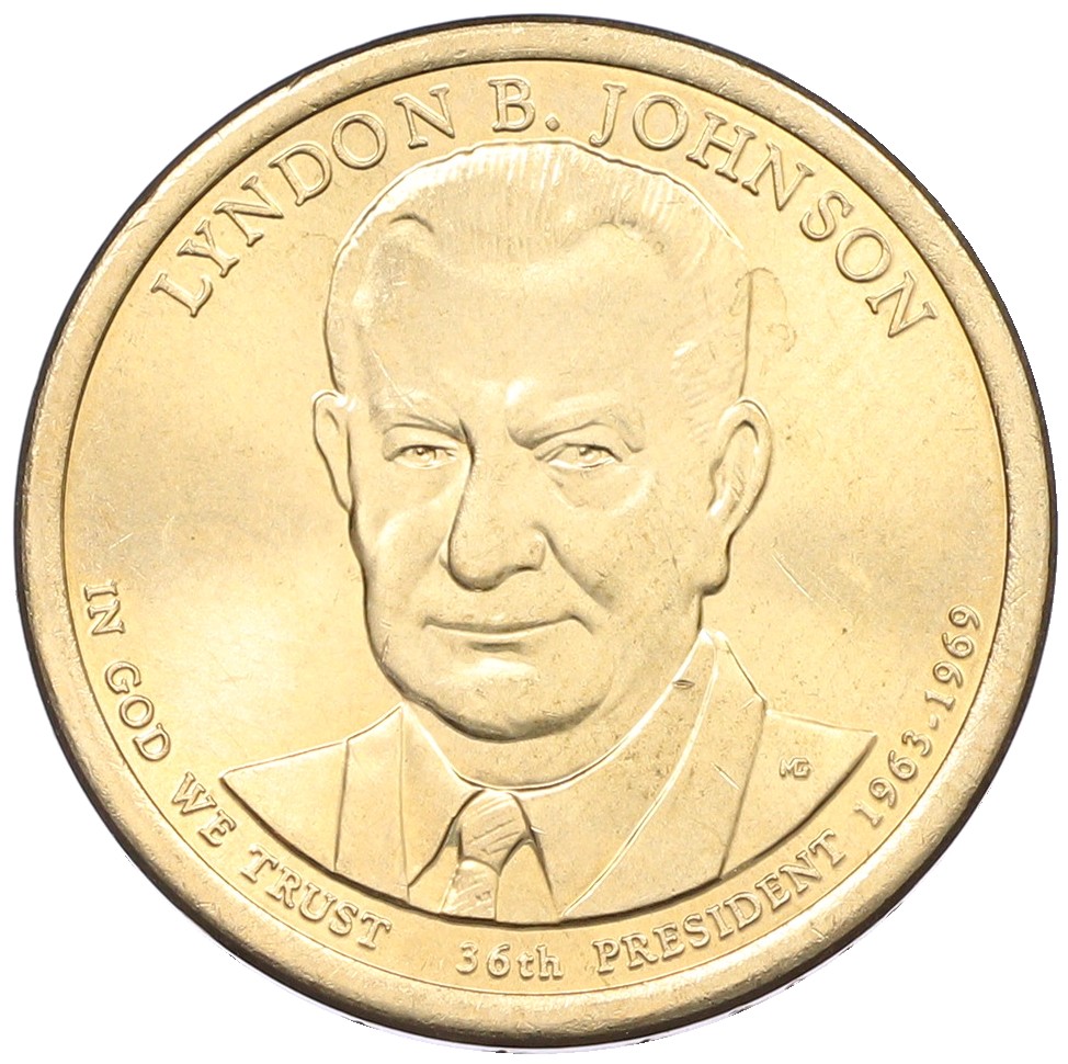 1 доллар 2015 года (D) США «36-й президент США Линдон Джонсон» — Фото №1