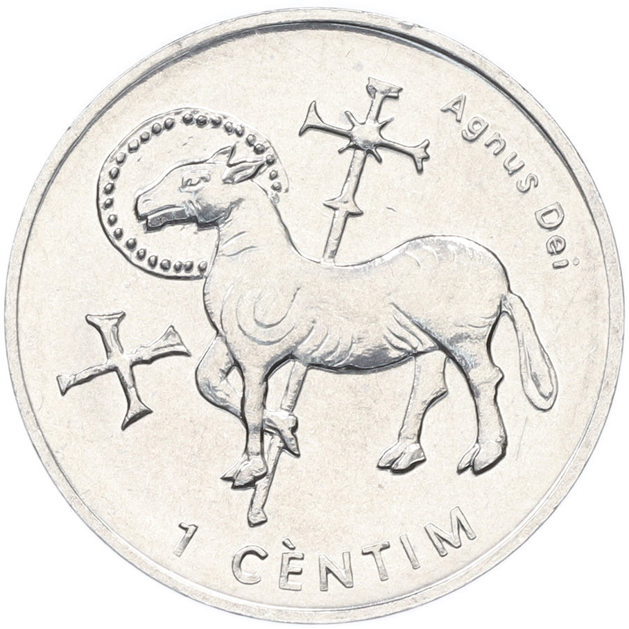 1 сантим 2002 года Андорра «Агнец Божий» — Фото №1