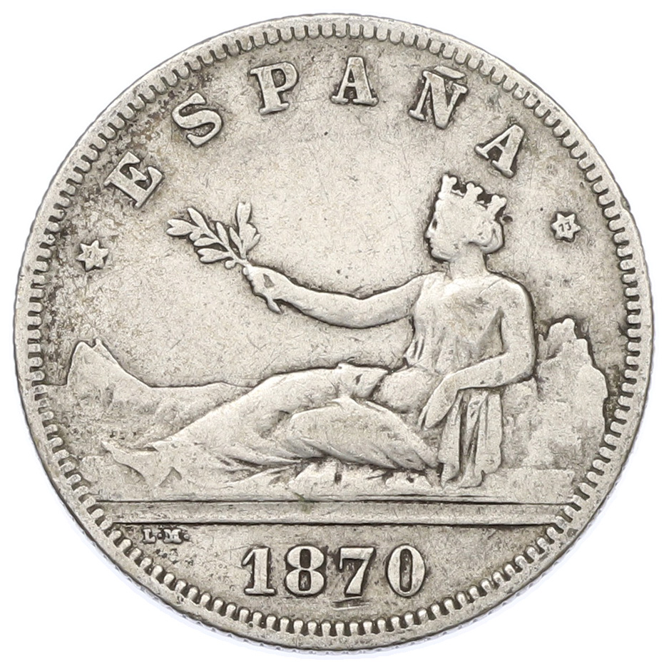 2 песеты 1870 (73) года Испания — Фото №1