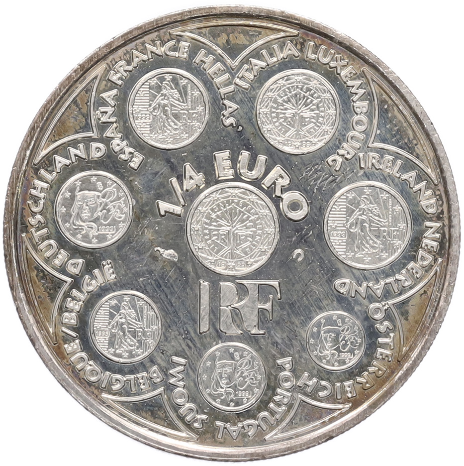 1/4 евро 2002 года Франция «Введение евро» — Фото №1