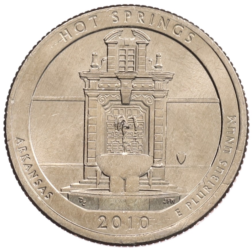1/4 доллара (25 центов) 2010 года P США «Национальные парки — №1 Национальный парк Хот-Спрингс» — Фото №1