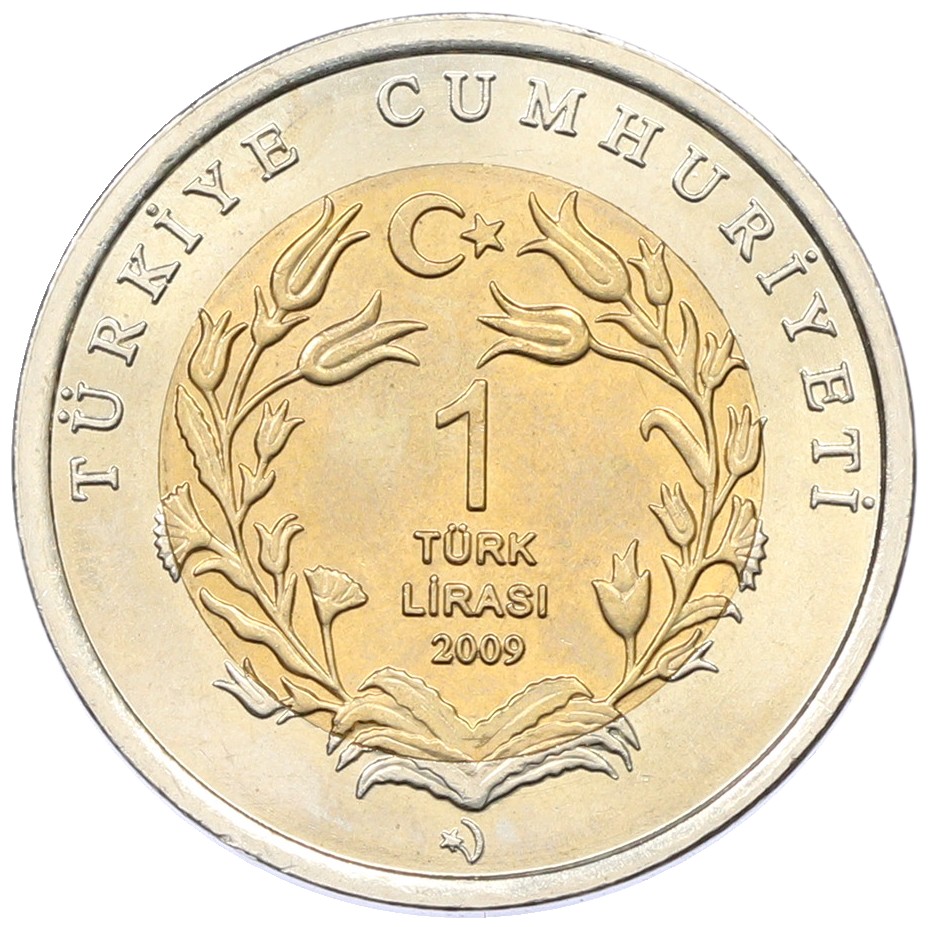 1 лира 2009 года Турция «Фауна Турции — Слон» — Фото №2