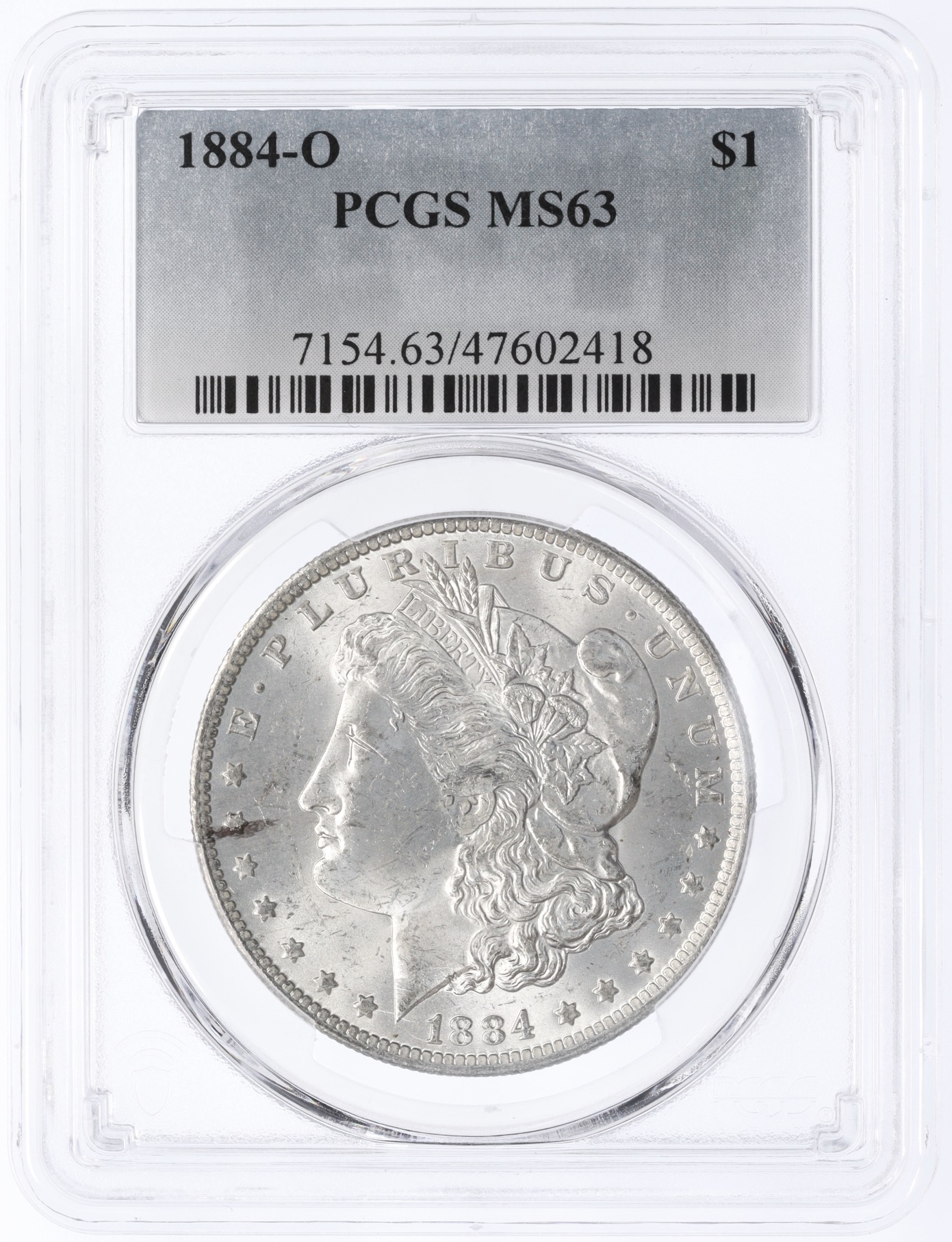 1 доллар 1884 года О США «Доллар Моргана» в слабе PCGS (MS63) — Фото №3