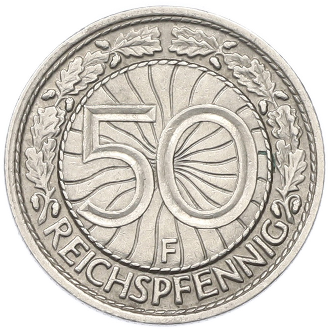 50 рейхспфеннигов 1928 года F Германия — Фото №2
