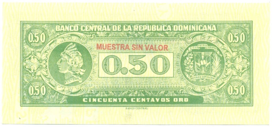 50 сентаво 1961 года Доминиканская республика (Образец) — Фото №2
