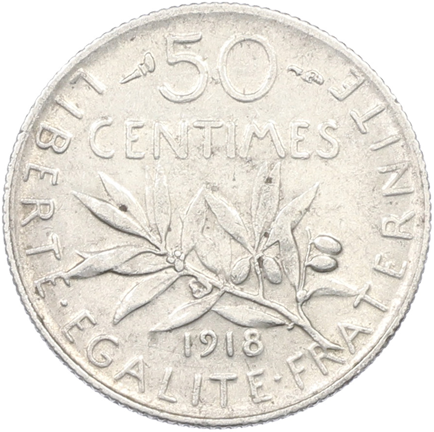 50 сантимов 1918 года Франция — Фото №1