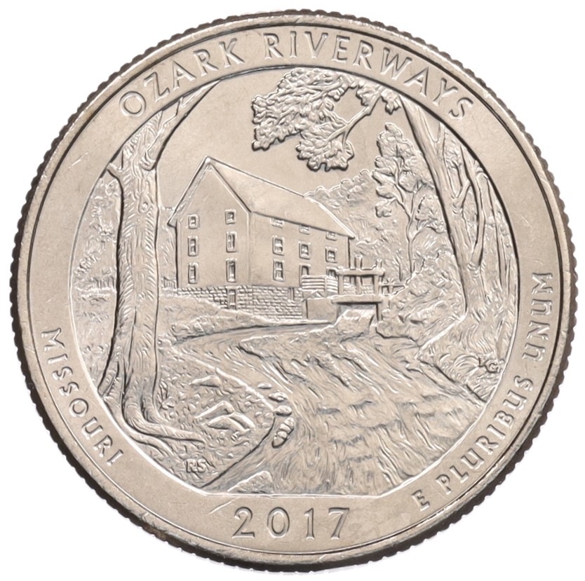1/4 доллара (25 центов) 2017 года P США «Национальные парки — №38 Водные пути Озарк» — Фото №1