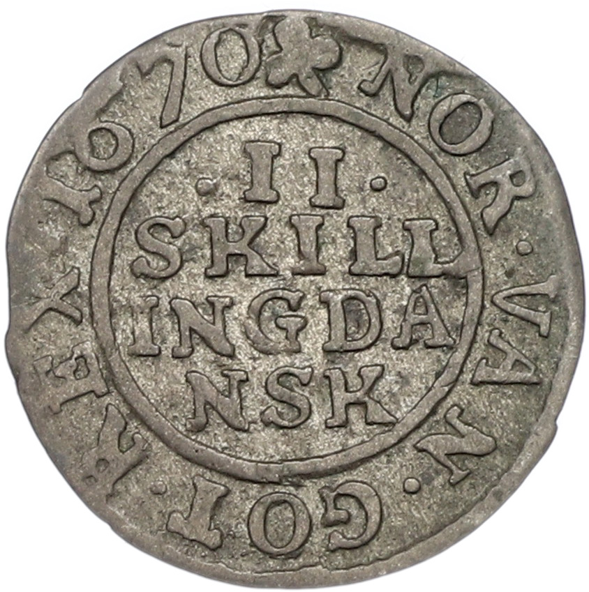 2 скиллинга 1670 года Дания — Фото №1