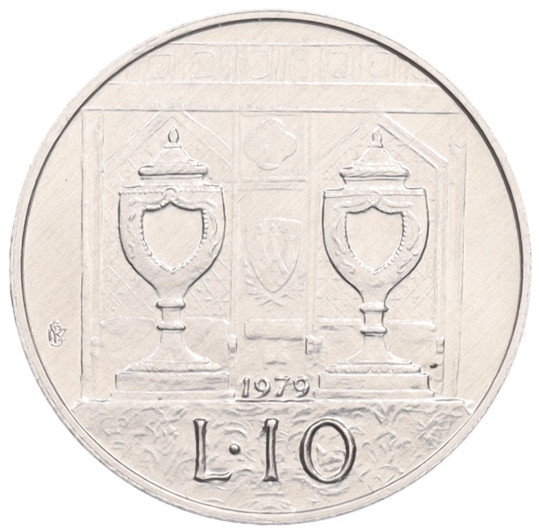 10 лир 1979 года Сан-Марино «Институциональные органы государства» — Фото №1