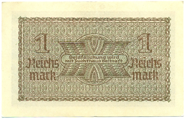 1 рейхсмарка 1939 года Германия (Для оккупированных территорий) — Фото №2