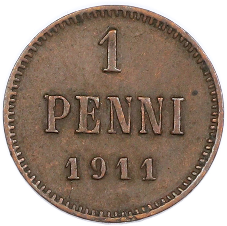 1 пенни 1911 года Русская Финляндия — Фото №1