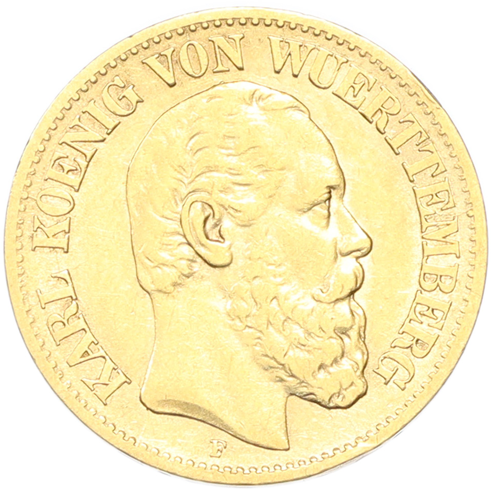 10 марок 1876 года F Германия (Вюртемберг) — Фото №1