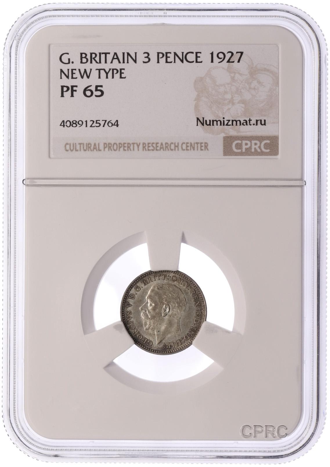 3 пенса 1927 года Великобритания — в слабе CPRC (PF65) — Фото №3