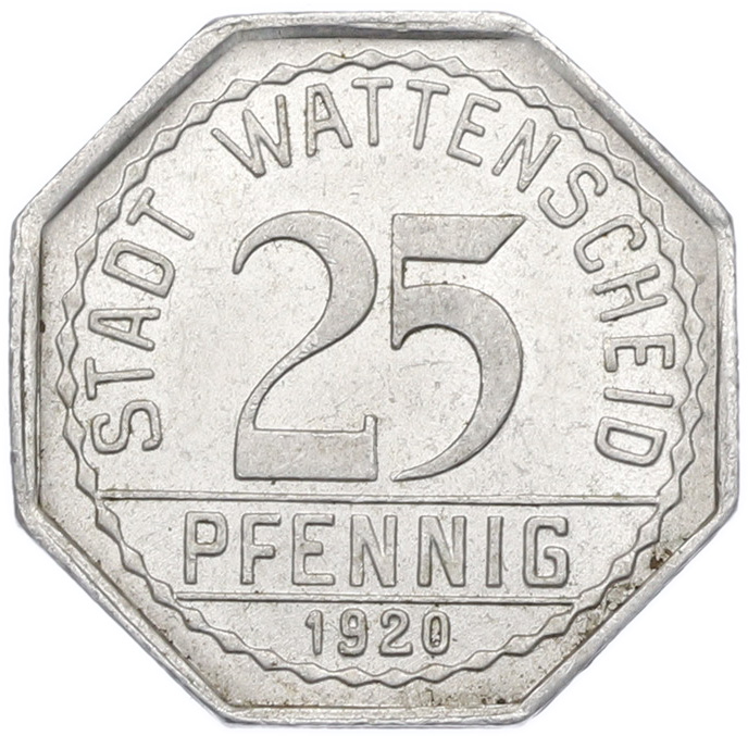 25 пфеннигов 1920 года Германия — город Ваттеншайд (Нотгельд) — Фото №2