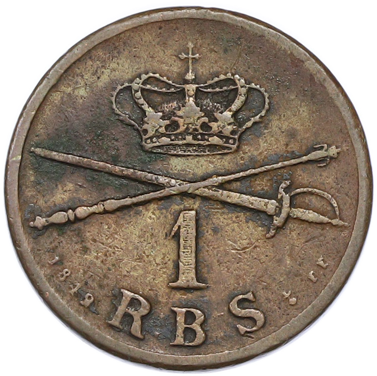 1 скиллинг 1842 года Дания — Фото №1