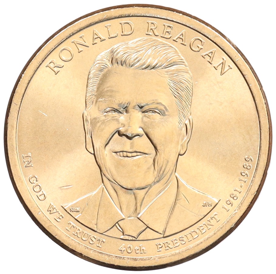 1 доллар 2016 года Р США «40-й президент США Рональд Рейган» — Фото №1