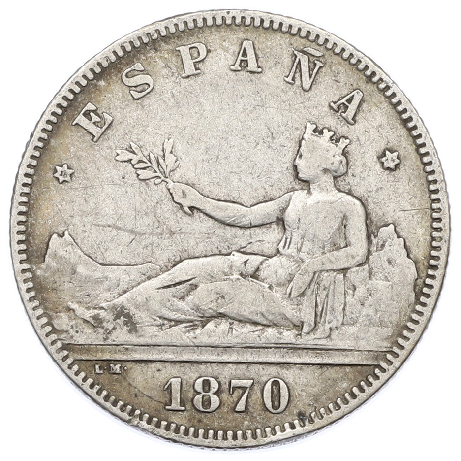 2 песеты 1870 (74) года Испания — Фото №1