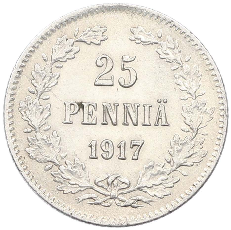 25 пенни 1917 года Русская Финляндия (Орел с коронами) — Фото №1