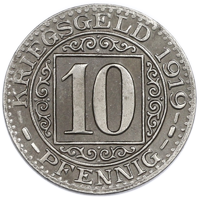 10 пфеннигов 1919 года Германия — город Оберхаузен (Нотгельд) — Фото №2