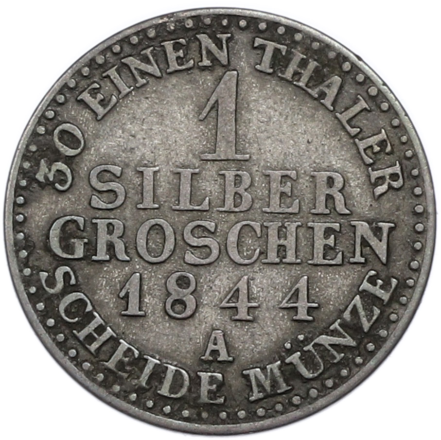 1 серебряяный грош 1844 года A Рейсс-Шлейц — Фото №1