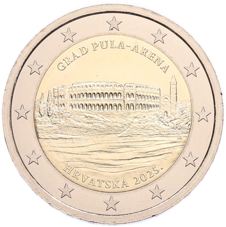 2 евро 2025 года Хорватия «Амфитеатр в Пуле» — Фото №1