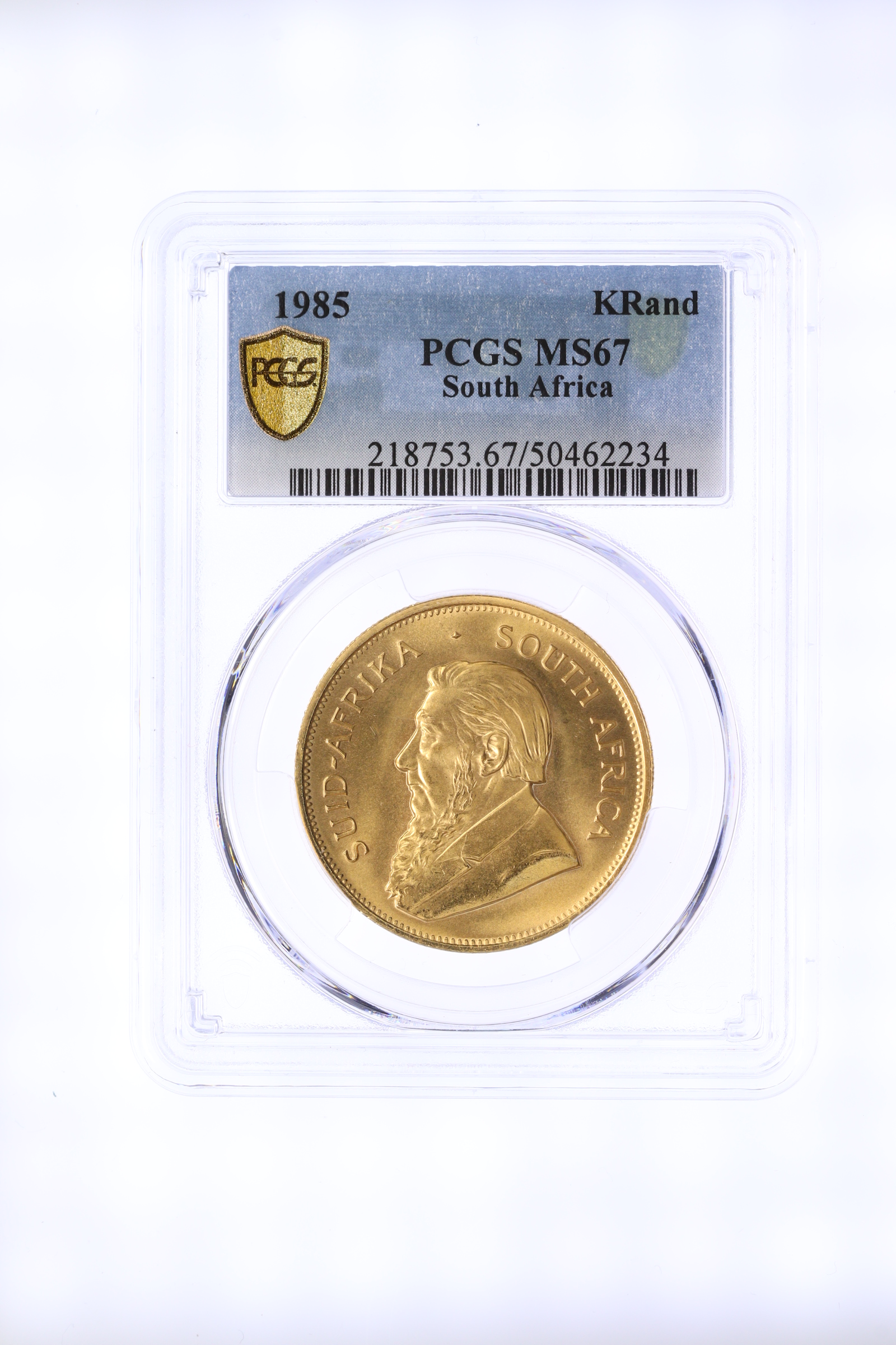 1 крюгеррэнд 1985 года ЮАР — в слабе PCGS (MS67) — Фото №3