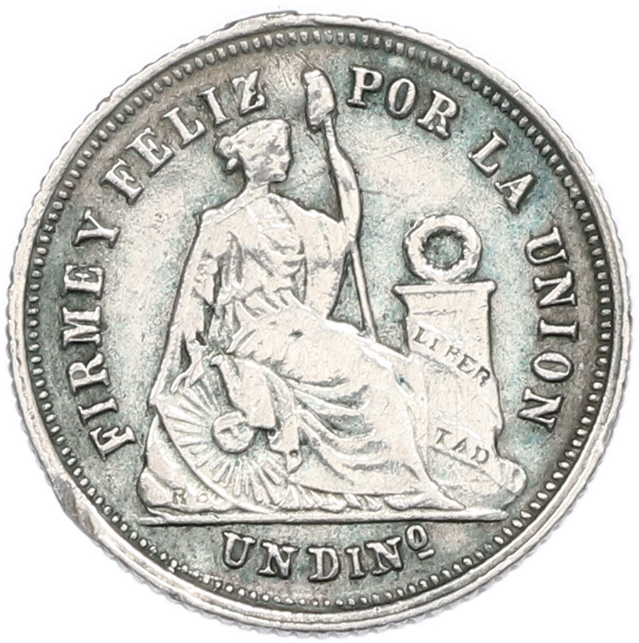 1 динеро 1866 года Перу — Фото №2