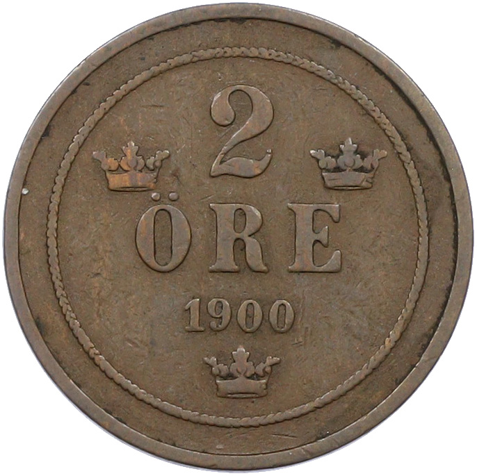 2 эре 1900 года Швеция — Фото №1