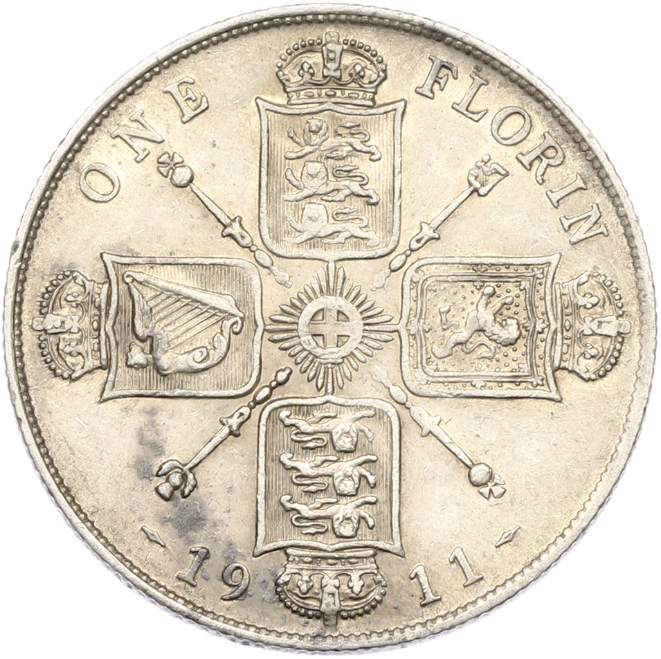 1 флорин 1911 года Великобритания (Георг V) — Фото №1