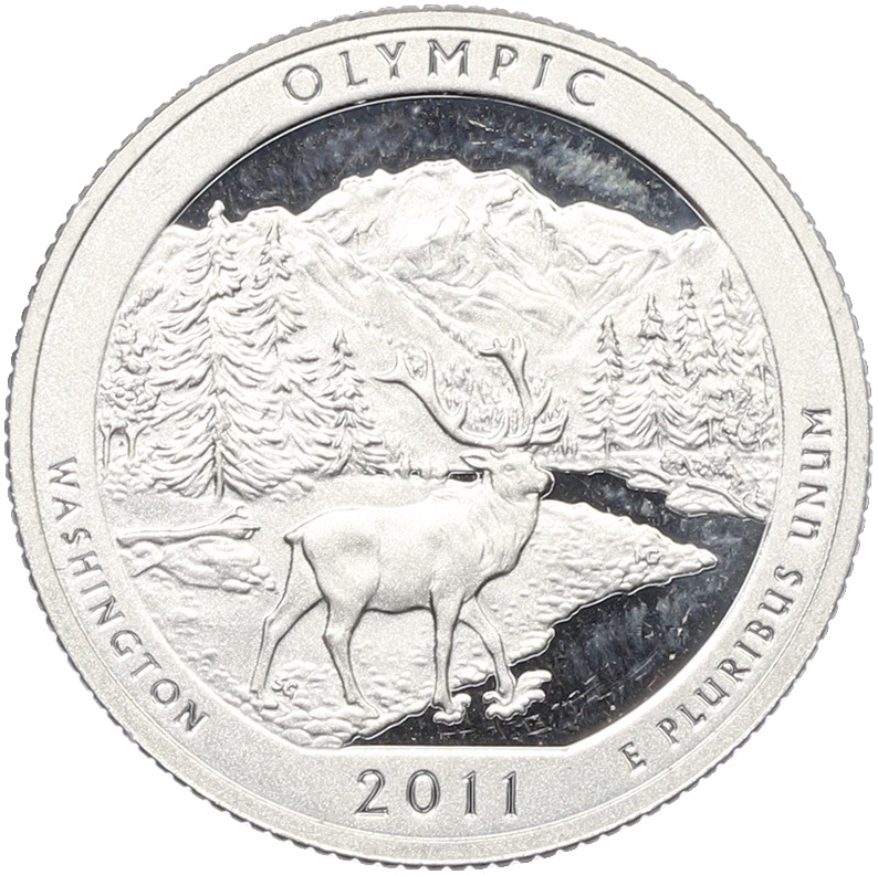 1/4 доллара (25 центов) 2011 года S США «Национальные парки — №8 Национальный парк Олимпик» — Фото №1