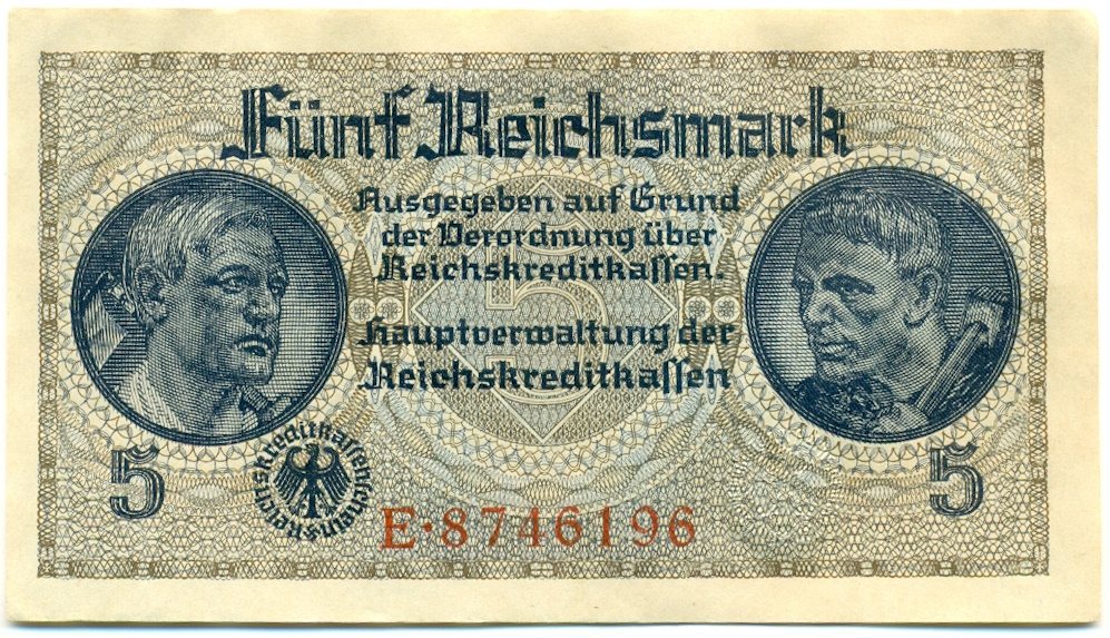 5 рейхсмарок 1940 года Германия (Для окупированных территорий) — Фото №1