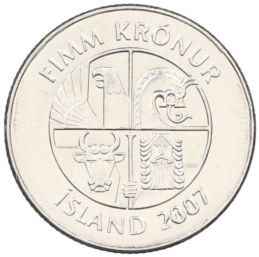 5 крон 2007 года Исландия — Фото №2