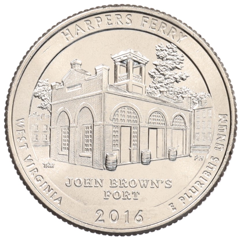 1/4 доллара (25 центов) 2016 года D США «Национальные парки — №33 Харперс Ферри» — Фото №1