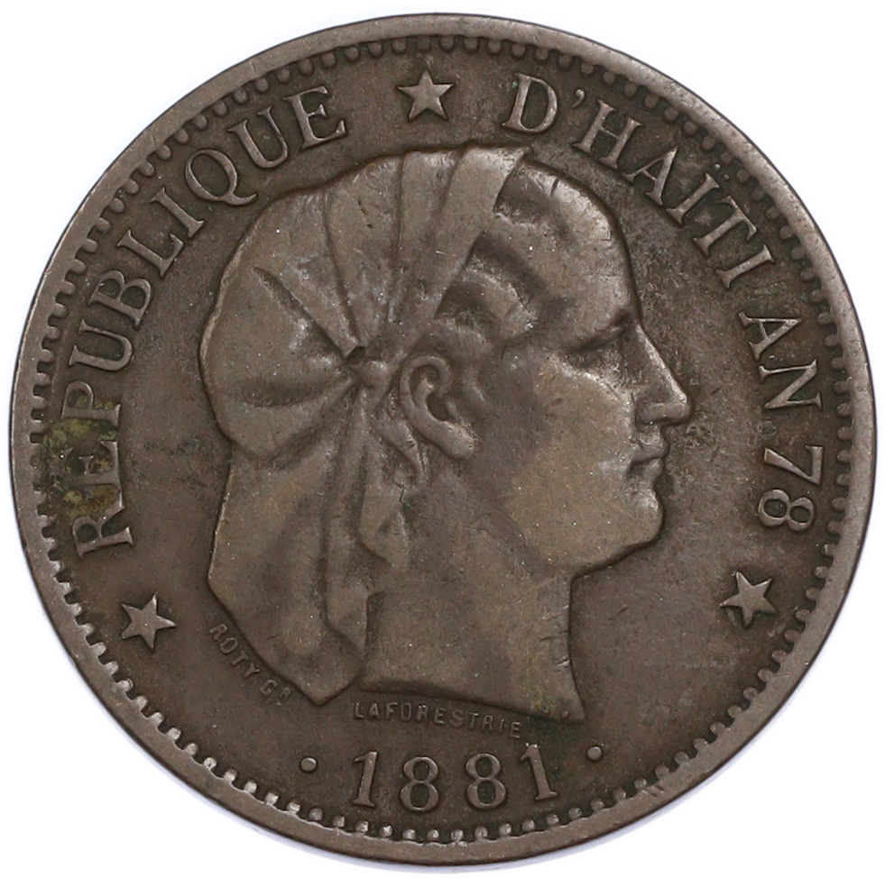2 сантима 1881 года Гаити — Фото №2