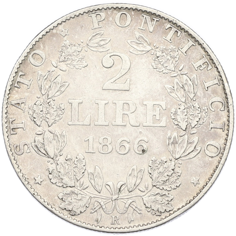 2 лиры 1866 года Папская область — Фото №1