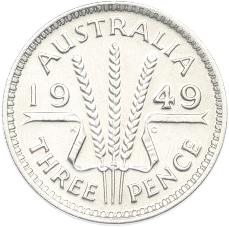 3 пенса 1949 года Австралия — Фото №1