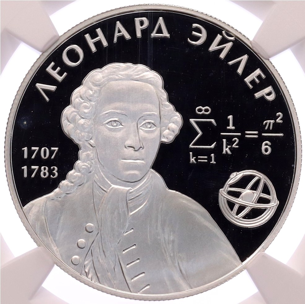 2 рубля 2007 года ММД «300 лет со дня рождения Леонарда Эйлера» в слабе NGC (PF69 ULTRA CAMEO) — Фото №1