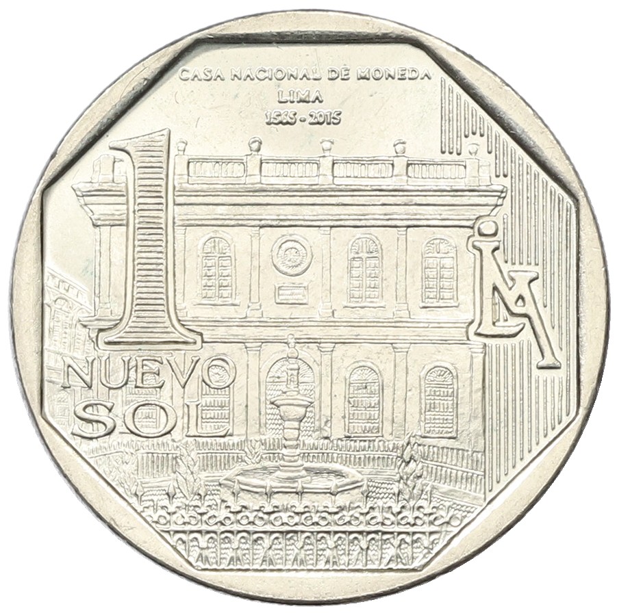 1 новый соль 2015 года Перу «450 лет национальному монетному двору» — Фото №1