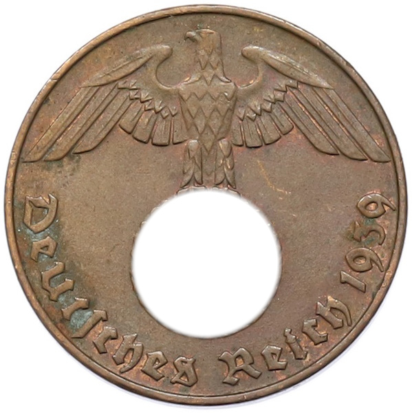 2 рейхспфеннига 1939 года D Германия — Фото №1