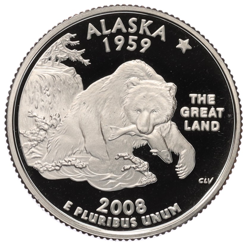 1/4 доллара (25 центов) 2008 года S США «Штаты и территории — Аляска» — Фото №1