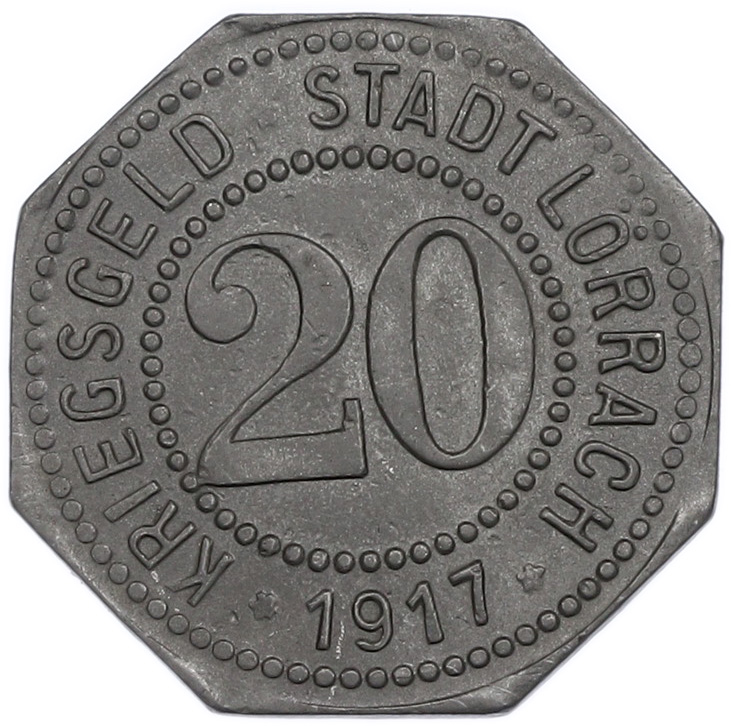 20 пфеннигов 1917 года Германия — город Лёррах (Нотгельд) — Фото №2