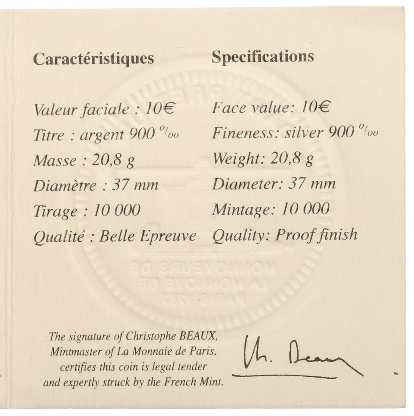 10 евро 2009 года Франция «Гюстав Эйфель» — Фото №3