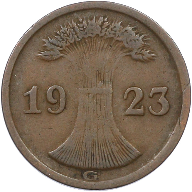 2 рентенпфеннига 1923 года G Германия — Фото №1