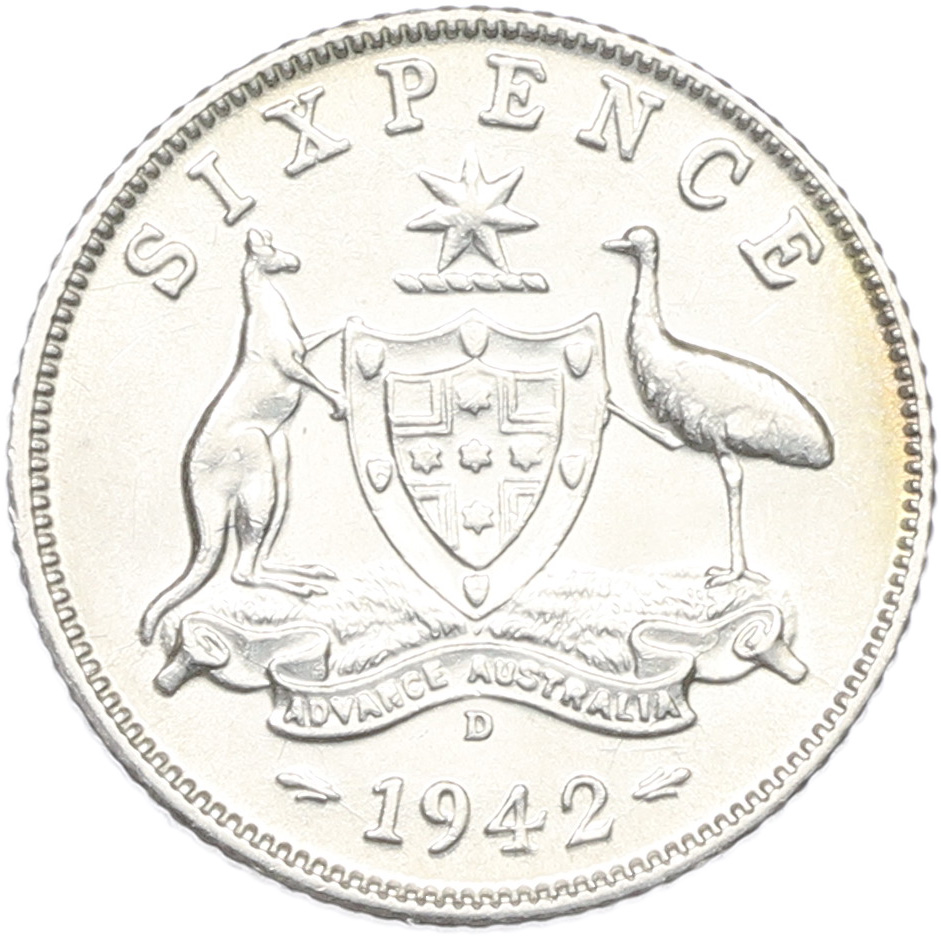 6 пенсов 1942 года D Австралия — Фото №1