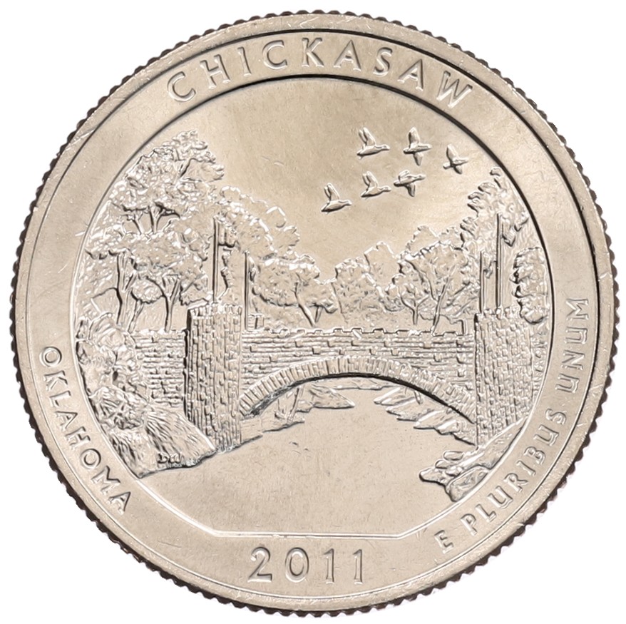 1/4 доллара (25 центов) 2011 года D США «Национальные парки — №10 Рекреационная зона Чикасо» — Фото №1