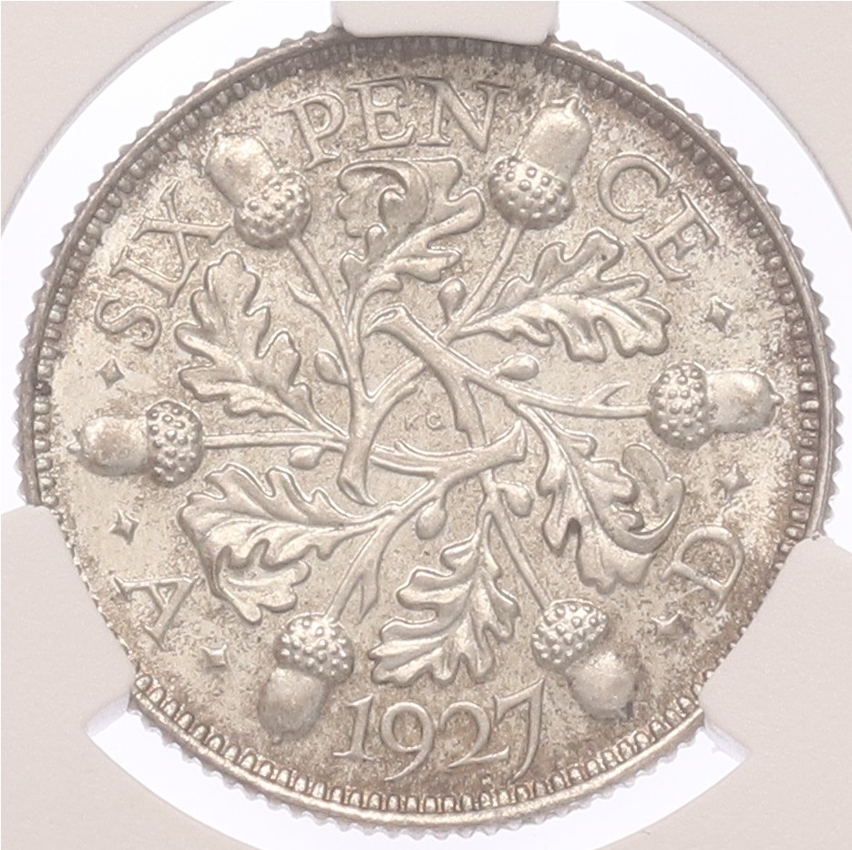 6 пенсов 1927 года Великобритания — в слабе CPRC (PF64) — Фото №1