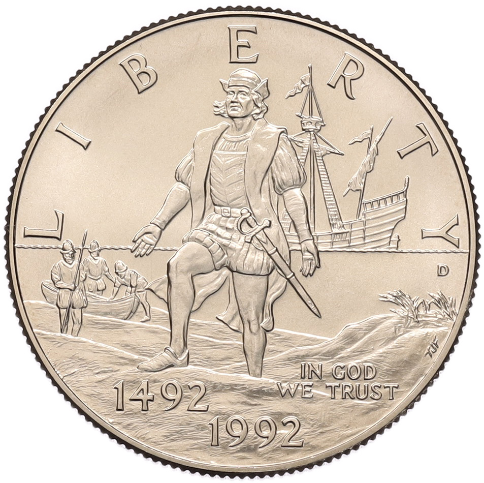 1/2 доллара (50 центов) 1992 года D США «500 лет путешествию Колумба» — Фото №1