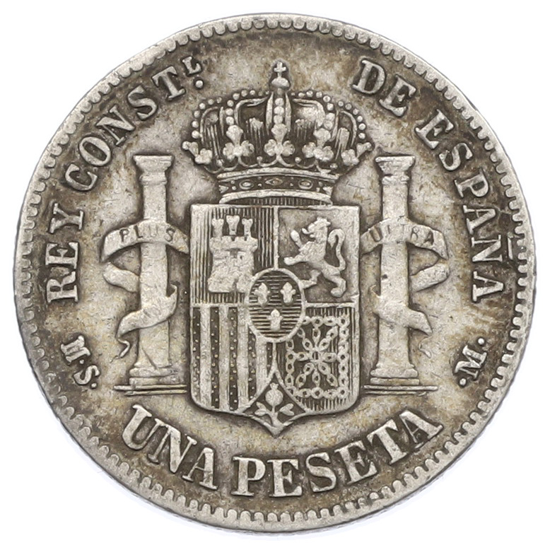 1 песета 1883 года Испания — Фото №2
