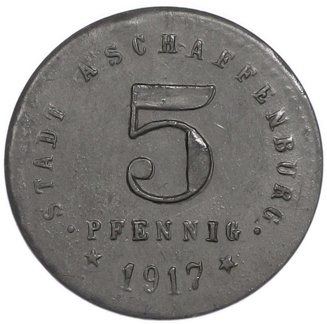 5 пфеннигов 1917 года Германия — город Ашаффенбург (Нотгельд) — Фото №2